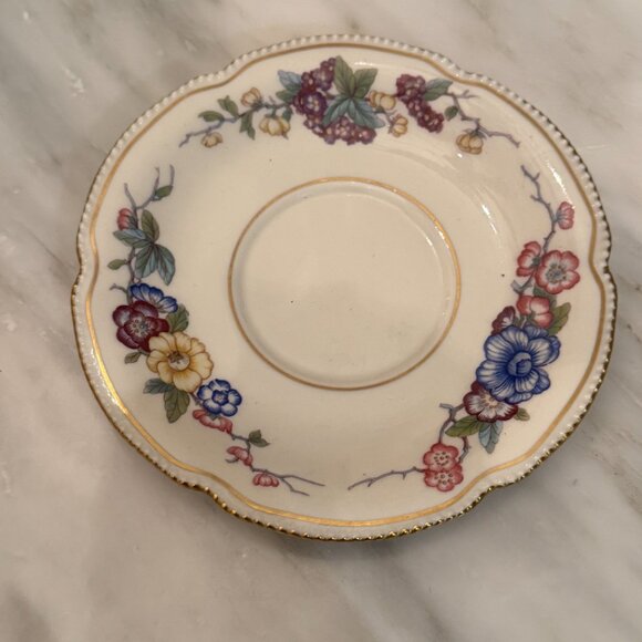 Antique Castleton China Soup Bowl Cup & Saucer Phoenix USA Gold Scalloped Edge - Picture 13 of 16